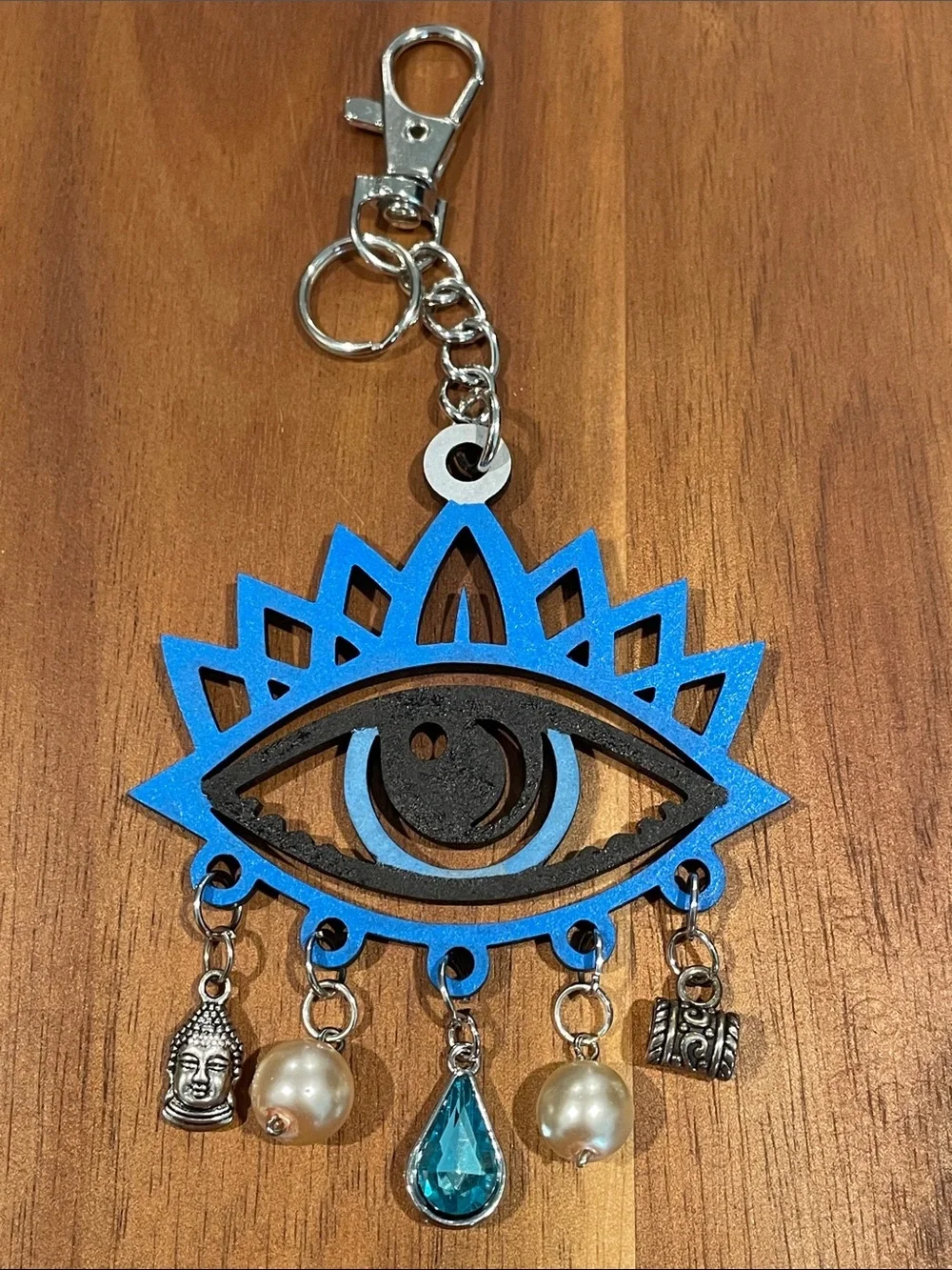 Handmade Evil Eye Bag Charm Keychains with Dangles